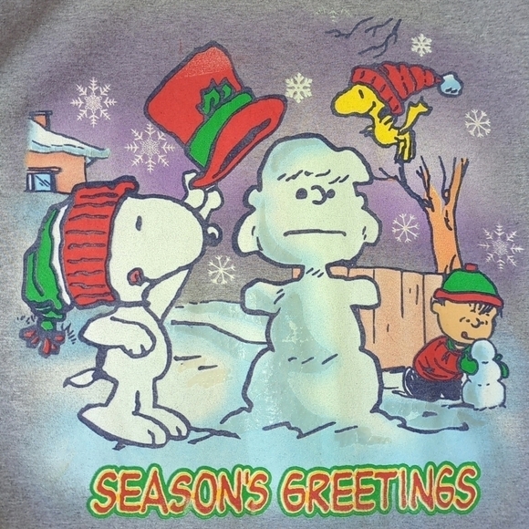 Peanuts 90's Vintage Season's Greetings Graphic Short Sleeve Crewneck T-shirt L - Picture 3 of 10